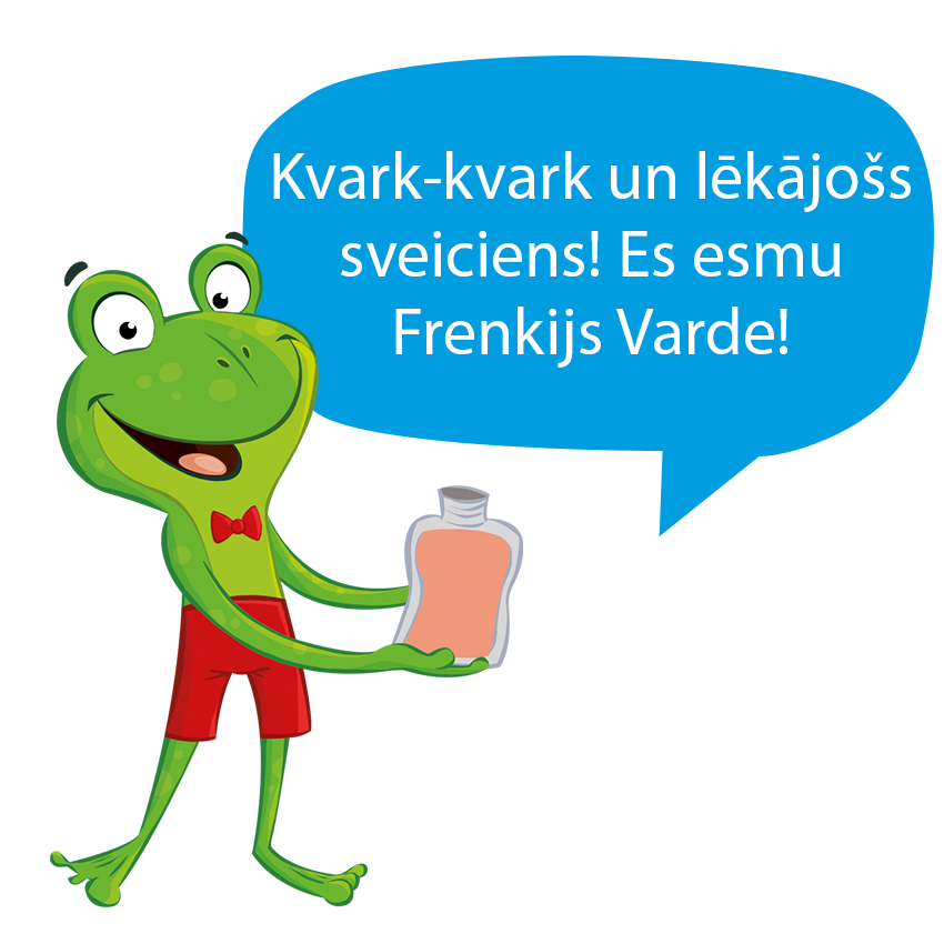 Varde, kas tur pudeli ar vēstījumu svešvalodā.
