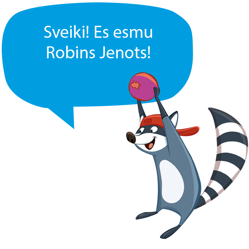 Jenots, kas tur frisbijs ar ziņu runas burbulī.